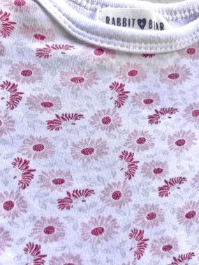 $5 💥100% Organic Cotton Rabbit & Bear Floral Baby Girl Bodysuit, Long Sleeves